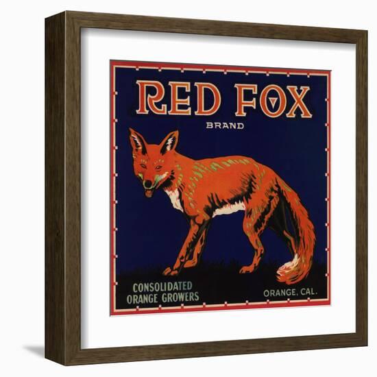 Red Fox Brand - Orange, California - Citrus Crate Label-Lantern Press-Framed Art Print