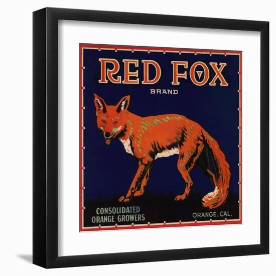 Red Fox Brand - Orange, California - Citrus Crate Label-Lantern Press-Framed Art Print