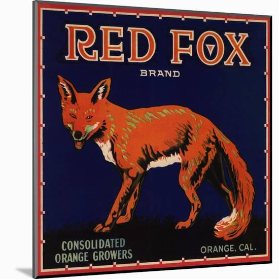 Red Fox Brand - Orange, California - Citrus Crate Label-Lantern Press-Mounted Art Print