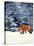 Red Fox in Snowy Woods-John Luke-Stretched Canvas