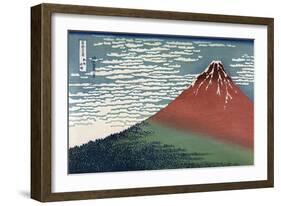 Red Fuji or South Wind, Clear Sky-Katsushika Hokusai-Framed Art Print