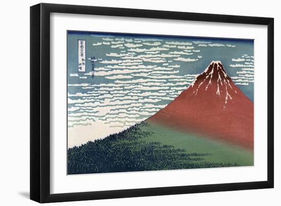 Red Fuji or South Wind, Clear Sky-Katsushika Hokusai-Framed Art Print