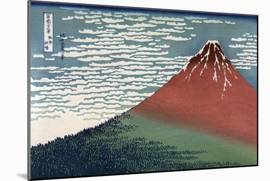Red Fuji or South Wind, Clear Sky-Katsushika Hokusai-Mounted Art Print
