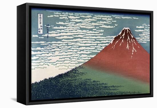 Red Fuji or South Wind, Clear Sky-Katsushika Hokusai-Framed Stretched Canvas