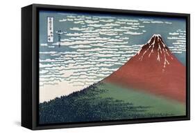 Red Fuji or South Wind, Clear Sky-Katsushika Hokusai-Framed Stretched Canvas