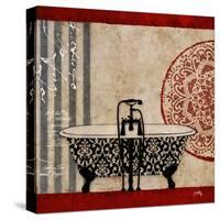 Red Garden Bath I-Elizabeth Medley-Stretched Canvas