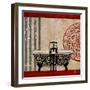 Red Garden Bath I-Elizabeth Medley-Framed Art Print