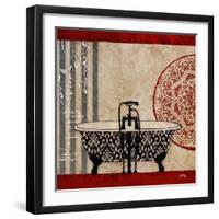 Red Garden Bath I-Elizabeth Medley-Framed Art Print