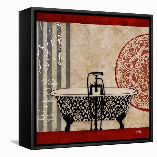 Red Garden Bath I-Elizabeth Medley-Framed Stretched Canvas