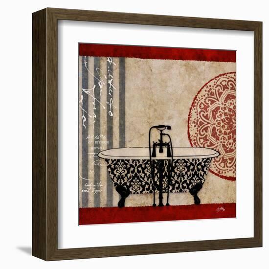 Red Garden Bath I-Elizabeth Medley-Framed Art Print