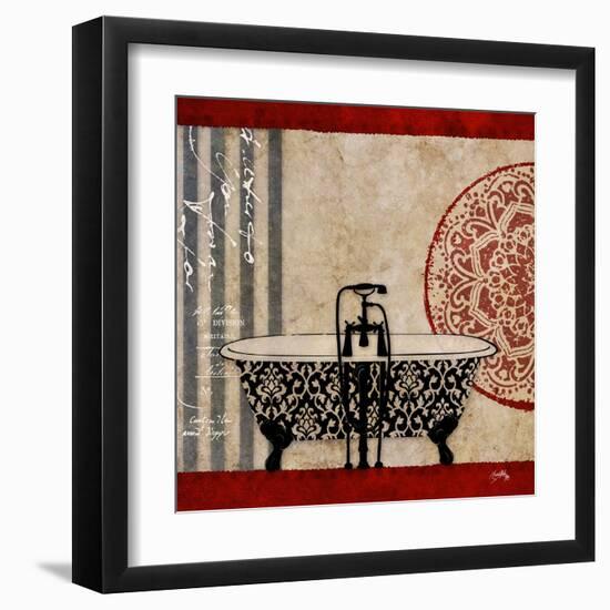 Red Garden Bath I-Elizabeth Medley-Framed Art Print