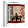 Red Garden Bath I-Elizabeth Medley-Framed Art Print