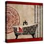 Red Garden Bath II-Elizabeth Medley-Stretched Canvas