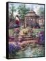 Red Garden Gate-Barbara Mock-Framed Stretched Canvas