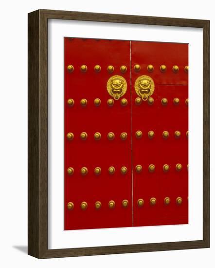 Red Gates by Forbidden City, Beijing, China-Walter Bibikow-Framed Photographic Print