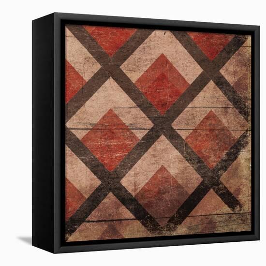 Red Geo 9-Jace Grey-Framed Stretched Canvas