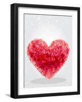 Red Geometric Heart-cienpies-Framed Art Print