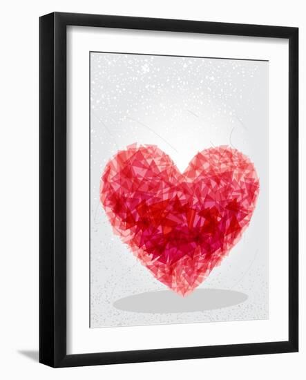 Red Geometric Heart-cienpies-Framed Art Print