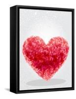 Red Geometric Heart-cienpies-Framed Stretched Canvas