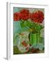 Red Geranium with the Strawberry Jug and Cherries-Joan Thewsey-Framed Giclee Print