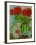 Red Geranium with the Strawberry Jug and Cherries-Joan Thewsey-Framed Giclee Print