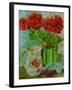 Red Geranium with the Strawberry Jug and Cherries-Joan Thewsey-Framed Giclee Print