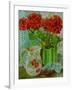 Red Geranium with the Strawberry Jug and Cherries-Joan Thewsey-Framed Giclee Print