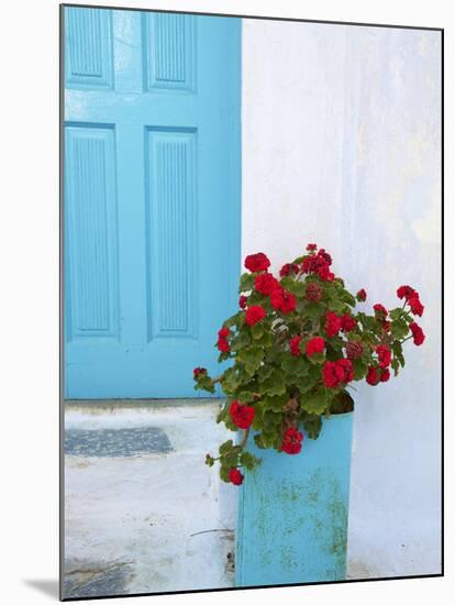 Red Geraniums, Chora, Amorgos, Cyclades, Aegean, Greek Islands, Greece, Europe-Tuul-Mounted Photographic Print