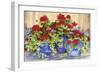 Red Geraniums with The Blues-Kathleen Parr McKenna-Framed Art Print