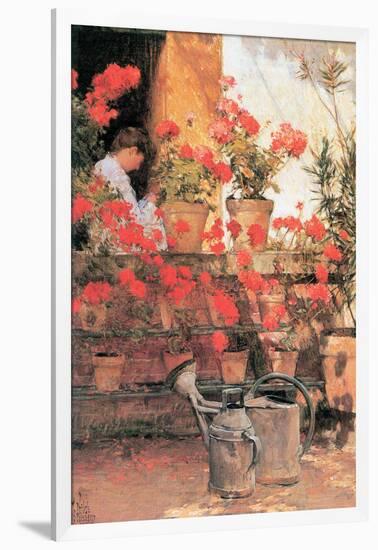 Red Geraniums-Childe Hassam-Framed Art Print