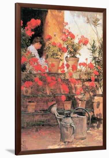 Red Geraniums-Childe Hassam-Framed Art Print