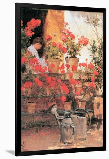 Red Geraniums-Childe Hassam-Framed Art Print