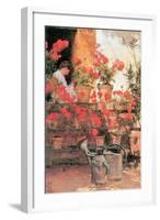 Red Geraniums-Childe Hassam-Framed Art Print