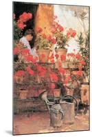 Red Geraniums-Childe Hassam-Mounted Art Print