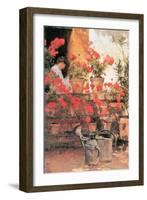 Red Geraniums-Childe Hassam-Framed Premium Giclee Print