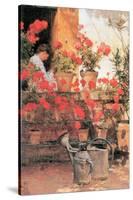 Red Geraniums-Childe Hassam-Stretched Canvas