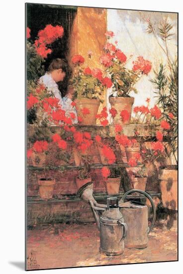 Red Geraniums-Childe Hassam-Mounted Art Print