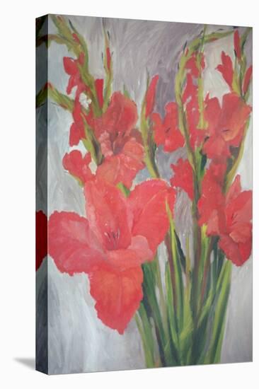 Red Gladioli-Margaret Norris-Stretched Canvas