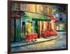 Red & Green Café-Haixia Liu-Framed Art Print