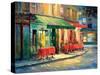 Red & Green Café-Haixia Liu-Stretched Canvas