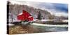 Red Grist Mill in a Winter Landscape, Clinton, New Jersey-George Oze-Stretched Canvas