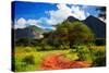 Red Ground Road and Bush with Savanna Panorama Landscape in Africa. Tsavo West, Kenya.-Michal Bednarek-Stretched Canvas