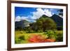 Red Ground Road and Bush with Savanna Panorama Landscape in Africa. Tsavo West, Kenya.-Michal Bednarek-Framed Photographic Print