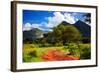 Red Ground Road and Bush with Savanna Panorama Landscape in Africa. Tsavo West, Kenya.-Michal Bednarek-Framed Photographic Print