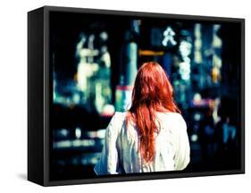 Red Hair and Bokeh-Sharon Wish-Framed Stretched Canvas