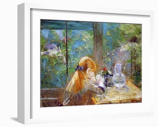 Red-Haired Girl Sitting on a Veranda, 1884-Morisot-Framed Giclee Print