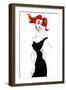 Red-haired model in a black dress-Neale Osborne-Framed Giclee Print