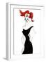 Red-haired model in a black dress-Neale Osborne-Framed Giclee Print