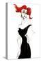 Red-haired model in a black dress-Neale Osborne-Stretched Canvas