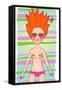 Red-Haired Pretty Girl Lies on the Towel-smilewithjul-Framed Stretched Canvas